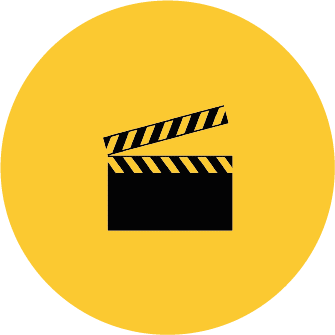 Lebonplanciné - picto tutoriels sur fond jaune représenté par un clap de cinéma noir