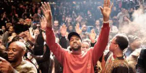 Lebonplanciné - Jeen-Yuhs Acte 3, Kanye West en prestation lors de la listening party de son album The Life of Pablo, à New York